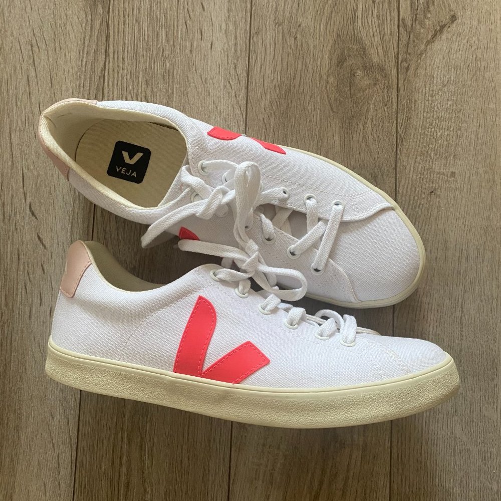 Veja Esplar SE Canvas Sneaker (Women) White/Rose/Petal, Size 9